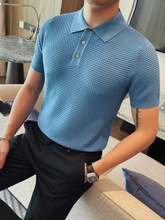 批发代理男士夏季针织POLO衫 修身翻领弹力简约青年体恤上衣男装