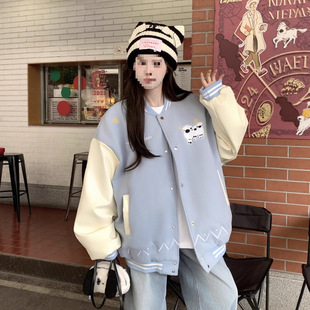 Real-Price American Retro Trendy Lamb Embroidery Baseball Jacket 2025 Design Niche Couple Jacket Coat