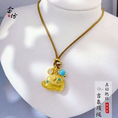ゴールドストアと同じスタイルの古代サンドゴールドDIYドゥンダン象象嵌ダイヤモンドランニングリングネックレス縁起の良い如意象ネックレスエスニックスタイル