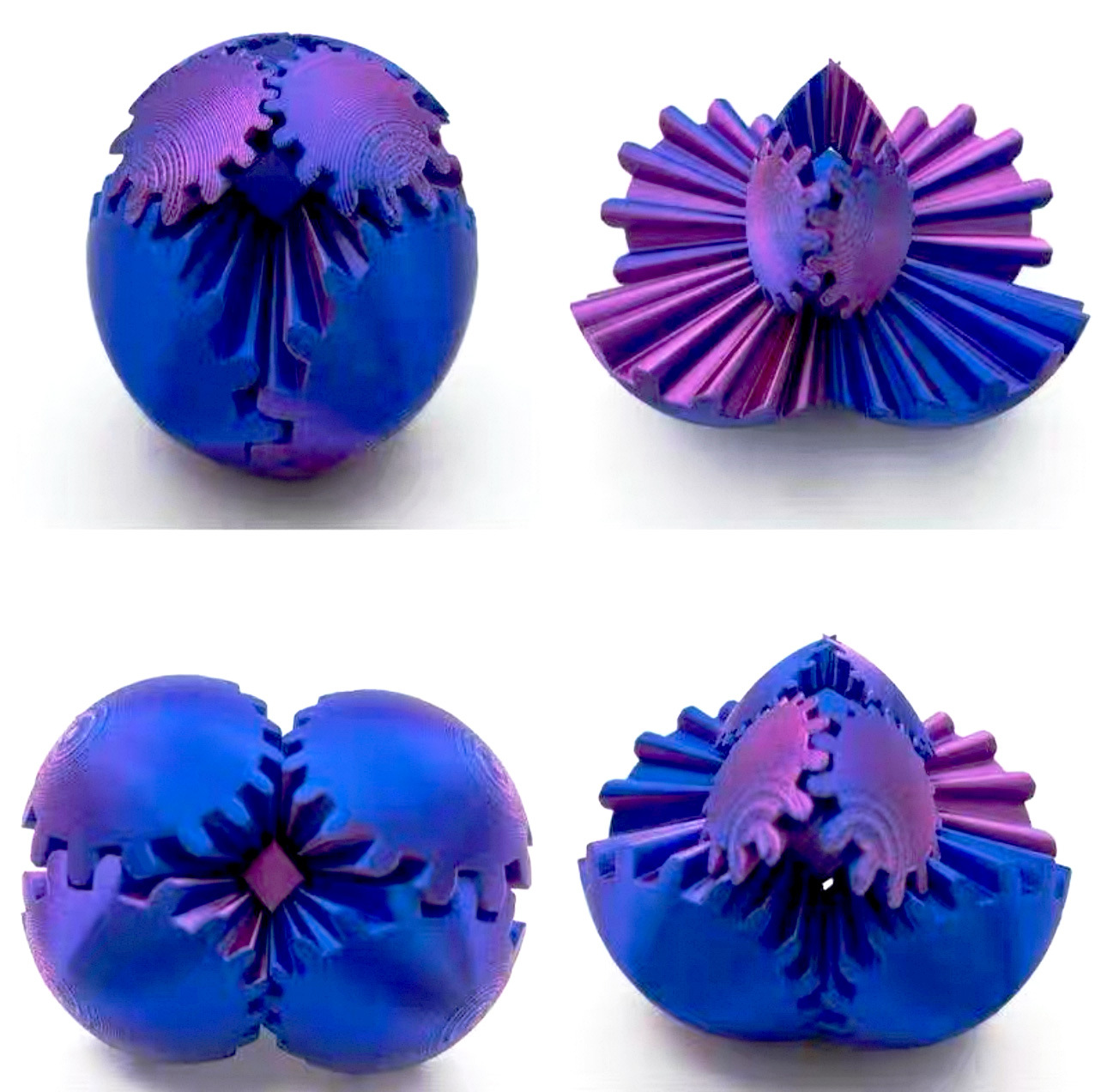 직경 8cm 파란색과 보라색 퍼즐 감압 기어 볼