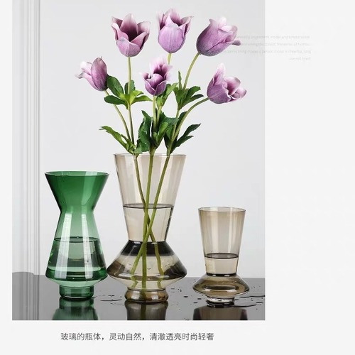 玻璃花瓶透明现代简约家居客厅小清新水培容器花瓶软装饰创意摆件