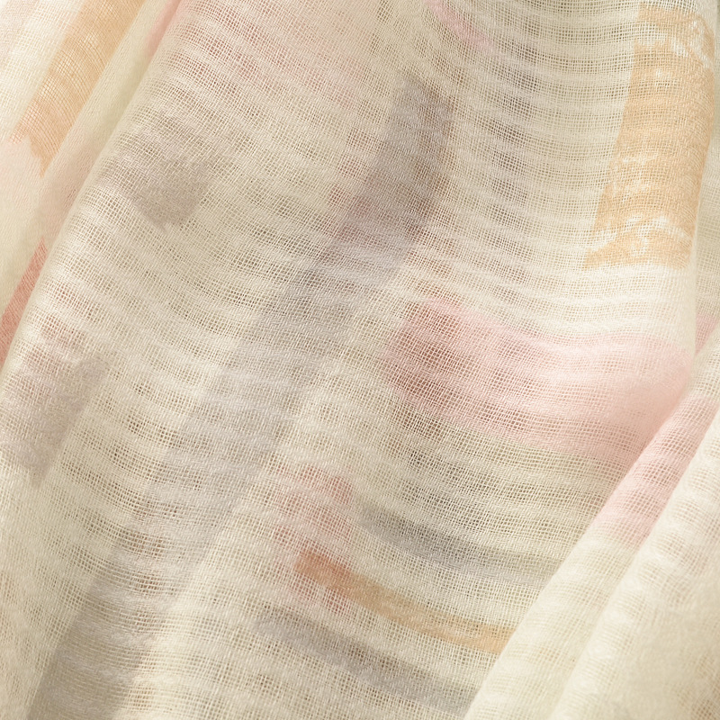 Japonés y coreano dulce elegante Plaid geométrico algodón y lino sensación bufanda larga borla bufanda grande viaje protector solar Toalla de playa