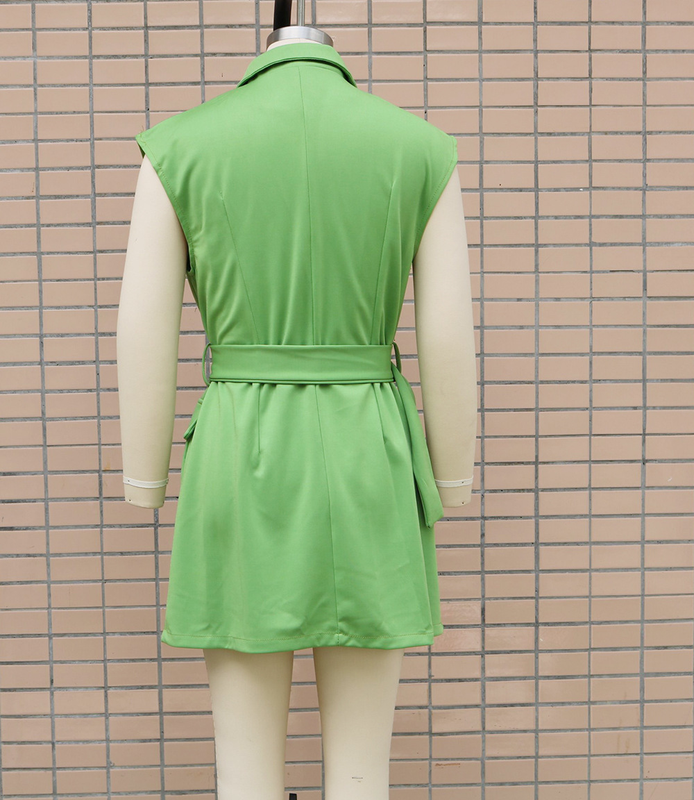 Women's Regular Dress Elegant Turndown Sleeveless Solid Color Knee-Length Daily Street display picture 6