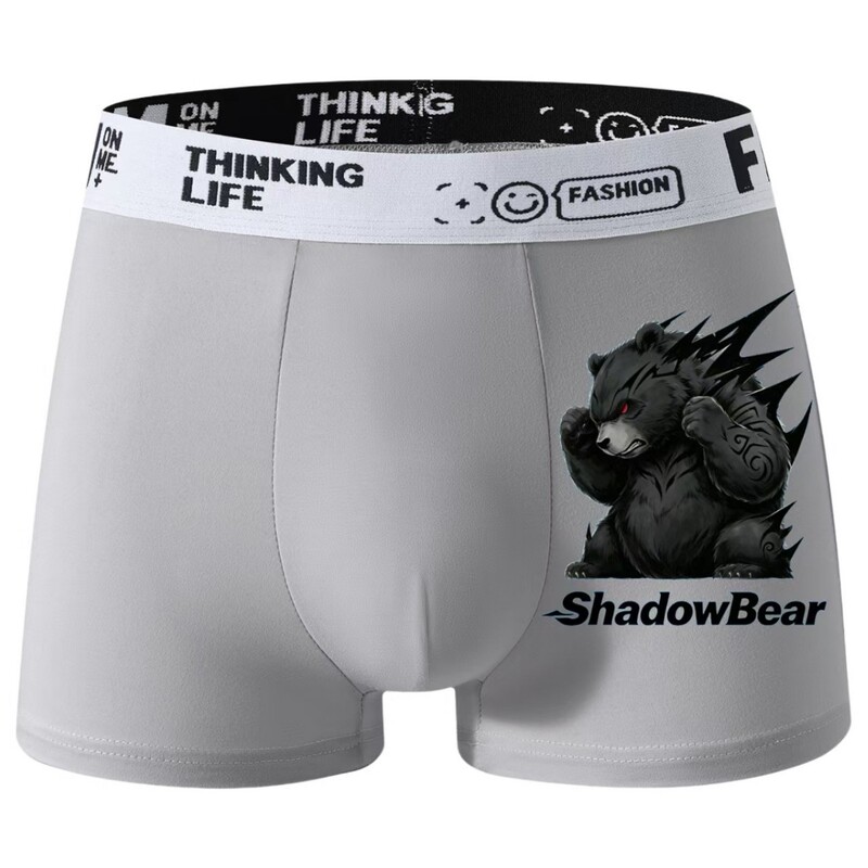 Cross-Border Men's Breathable Boxer Briefs Trendy Solid Color Printed Four-Corner Briefs Comfortable Simple Fashion Underwear