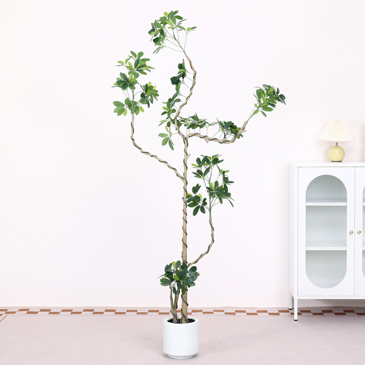 模擬緑植物アヒルの足の木ハイエンドライト高級屋内リビングルーム大型鉢植え床置き偽植物盆栽|undefined