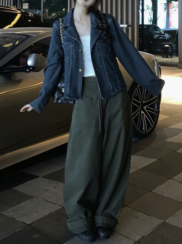 蓝调时刻 私服复古做旧牛仔外套女早秋韩系小众上衣|undefined