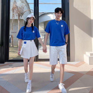 Couple Outfits: You Wear My Clothes, I Wear My Skirt, 2024 New Summer Ins French Style High-End T-Shirt and Skirt Class Uniform Two-Piece Set