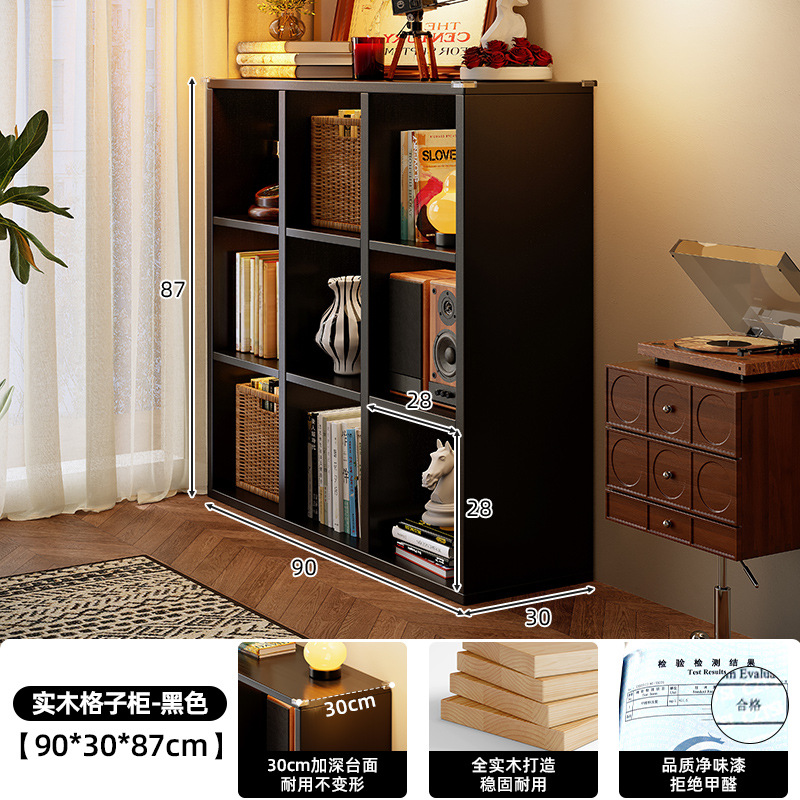 Estante de rejilla de madera maciza Estante de piso Estante de piso Sala de estar Almacenamiento simple Estante de exhibición Combinación libre Estantería corta