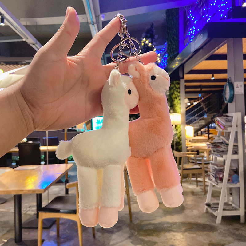 Plush Alpaca Doll Bag Pendant Couple Toy Backpack Decoration Keychain Doll Accessory Keyring Gift