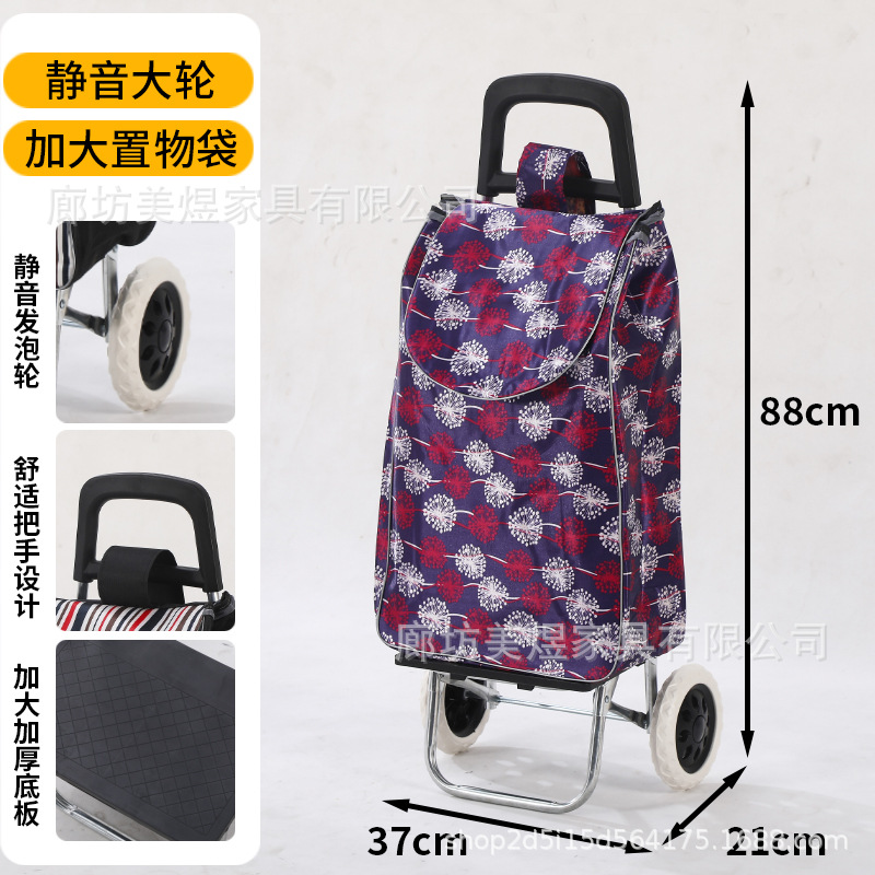 Carrito de compras plegable portátil para personas mayores para comprar verduras para el hogar pequeño carrito de varilla de tracción carro pequeño remolque