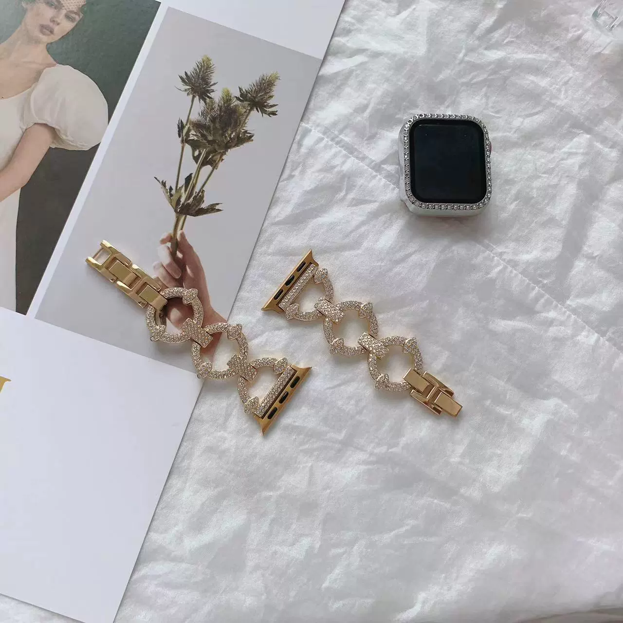 Пряжка-ремень Shuanghuan подходит для Apple iWatch76 8-го поколения ультрас металл маленький благовоний ветер - стиль бриллиантовое запястье