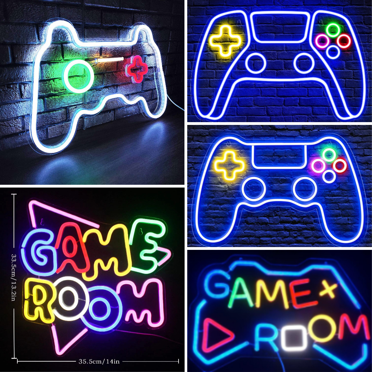 Amazon New LED Neon Light Game Controller Atmosphere Lamp Engraved Sign Entertainment Room Indoor Party Decor