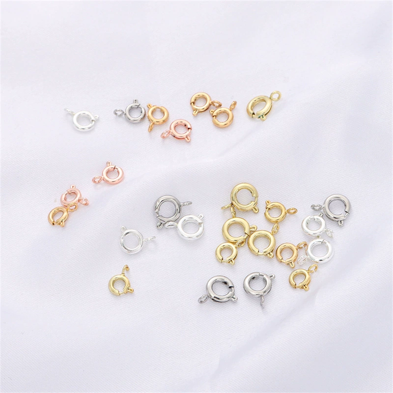 Застежка-пружина кольцо-кольцо из позолоченной латуни 14k для DIY ожерелий и браслетов, фурнитура, соединительная пружинная застежка