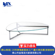 设计师不锈钢异形玻璃现代简约茶几创意客厅沙发家用圆形小桌子
