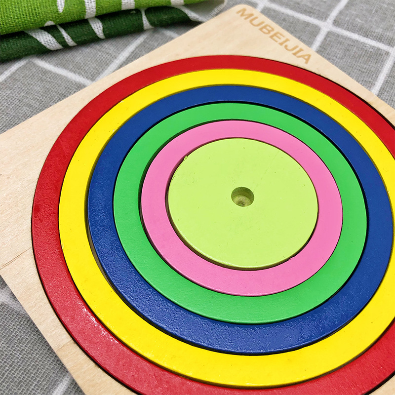Juguetes transfronterizos CPC y CE arco iris de madera Juguetes de jardín de infantes Cognición de color 2 coordinación ojo-mano 3 +