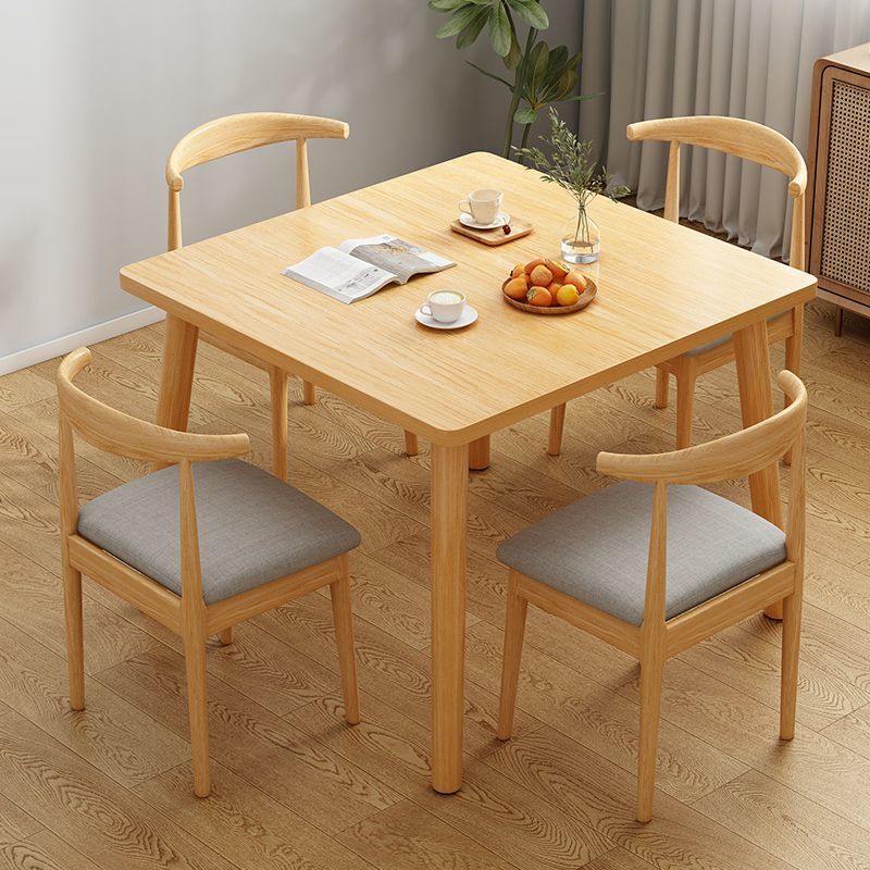 レンタルルーム用のダイニングテーブルと椅子の組み合わせセット、シンプルな無垢材の脚の正方形のテーブル、家庭用の正方形の小さなアパートのダイニングテーブル|undefined