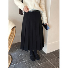 TG 经典复古学院显瘦毛呢百褶半身裙女2025冬季新款A字长裙26013