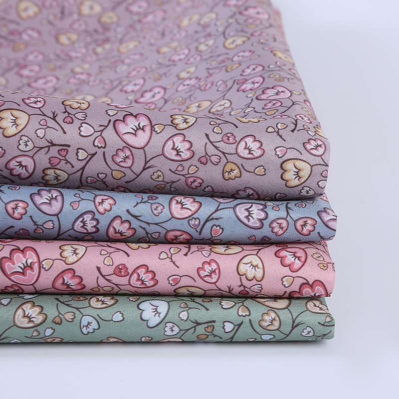 三羽花印花滌綸面料裙子服裝圍裙手工DIY化纖面料 平紋桃皮絨面料