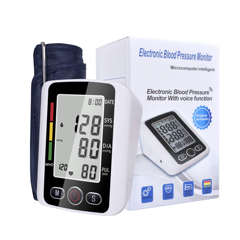 Esfigmomanómetro de pantalla grande inglés neutro esfigmomanómetro electrónico de brazo para ancianos comercio exterior al por mayor
