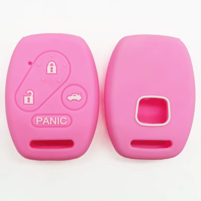 3+1 Key Car Silicone Key: Static Rod/Key Bag - pink