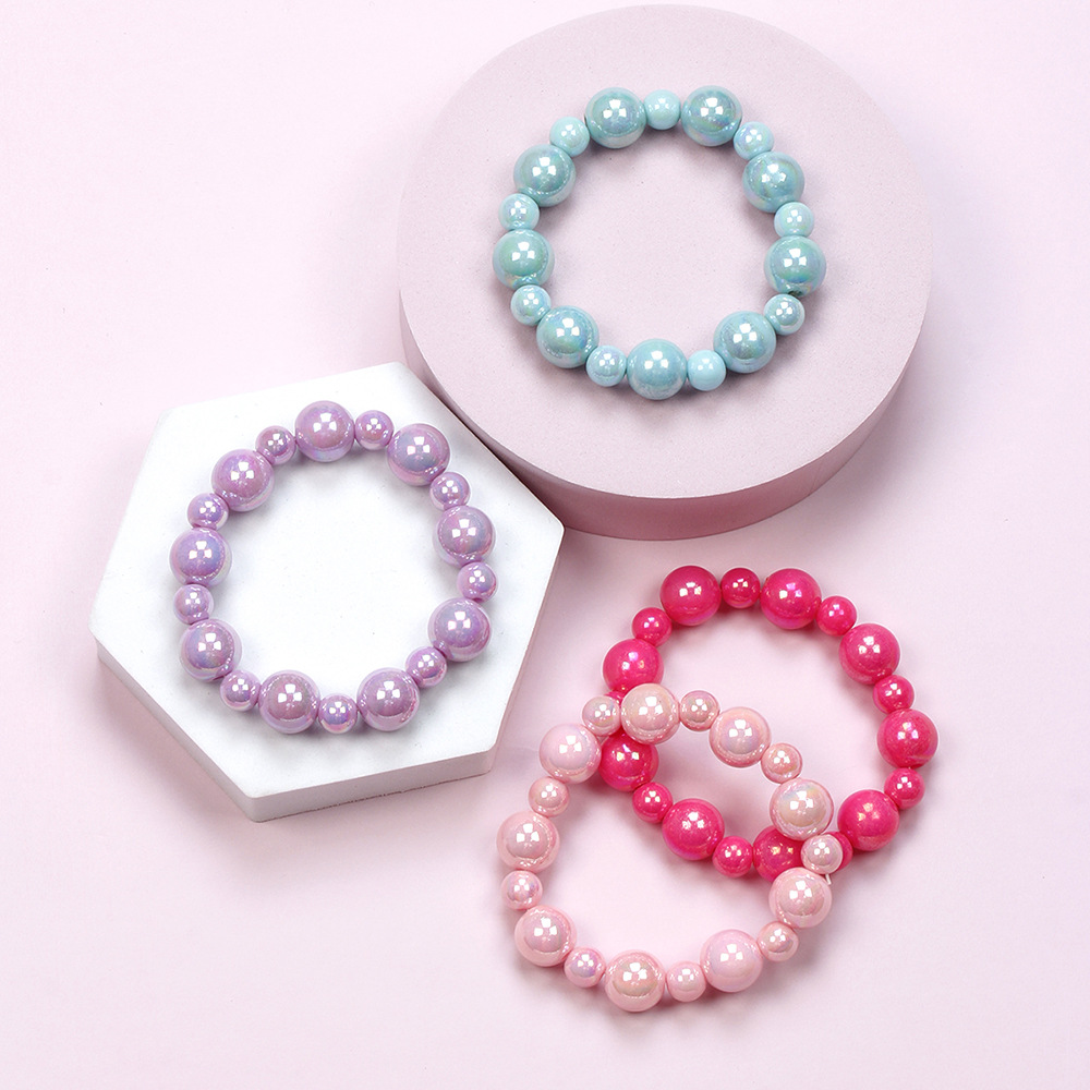 Mode Couleur Unie Plastique Perlé Enfants Bracelets 4 Pièces display picture 3