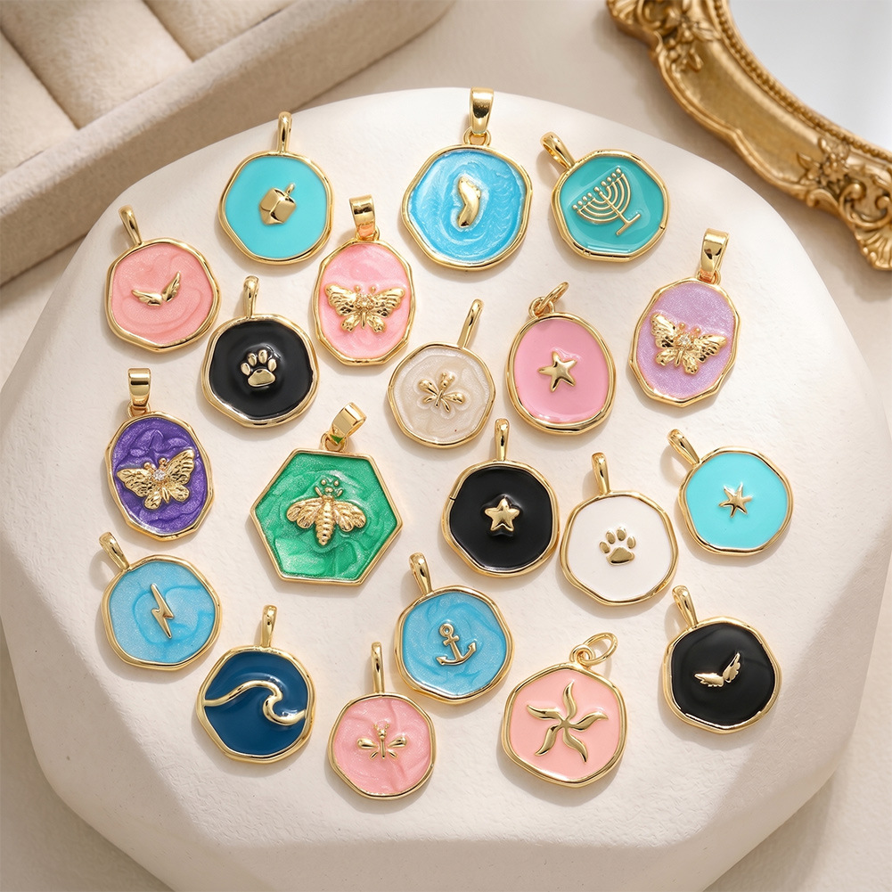 保色滴油海星船锚猫爪吊坠蝴蝶蜜蜂星星项链手链diy饰品配件挂件