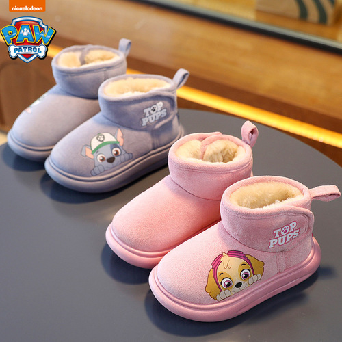 Paw Patrol Children's Snow Boots Cotton Boots Boys' Thickened and Warm Winter New Style Girls' Short Boots Plus Velvet Home Cotton Shoes