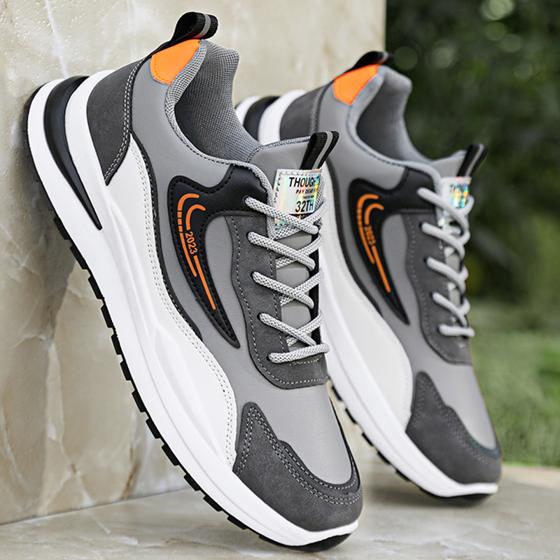 Zapatos Deportivos de Primavera para Hombre, Nuevos Zapatos Casuales de Cuero Impermeables Antideslizantes Negros para Hombre, Zapatos Deportivos para Correr para Hombre