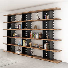 实木书架满墙沙发后落地中式纯实木靠墙原木一体整墙走廊书店