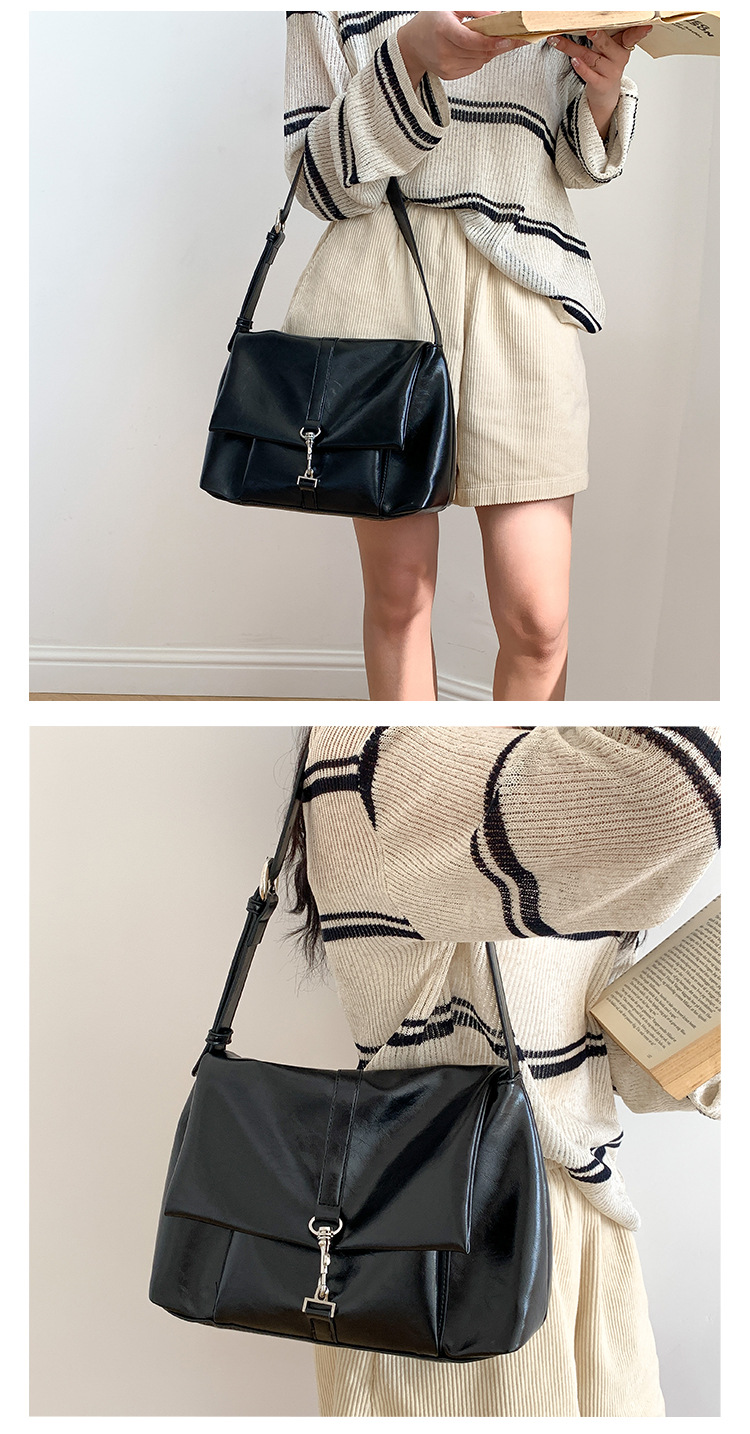 Nuova borsa a tracolla in morbida pelle PU per donna, versatile, grande capacità, con nicchia sottobraccio, fibbia a gancio con patta,_voghion.com