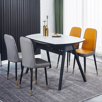 欧式岩板餐桌可伸缩折叠饭桌现代简约家用圆形桌方桌变形可变圆桌|ms