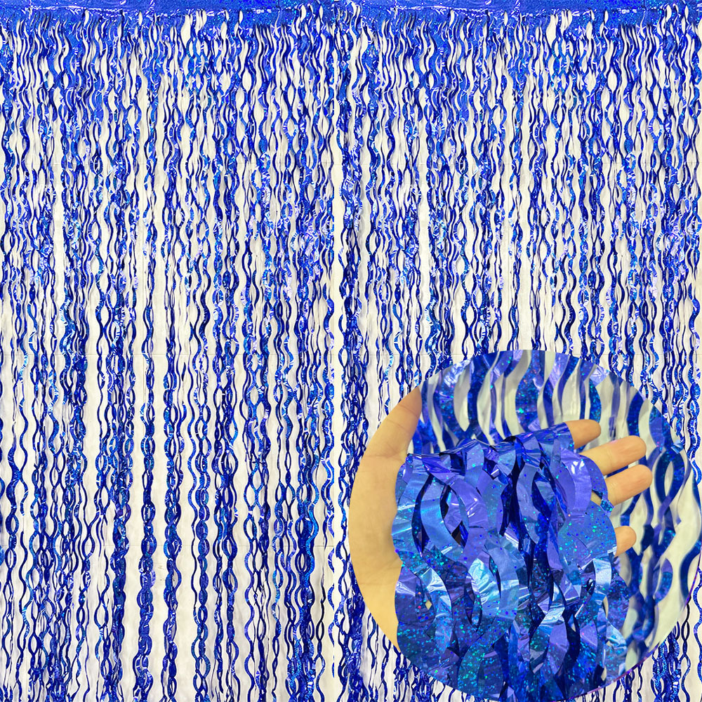 Nuevo cortina láser transfronteriza cortina de seda de lluvia ondulado decoración de fondo de fiesta de cumpleaños diseño de escena de fotos