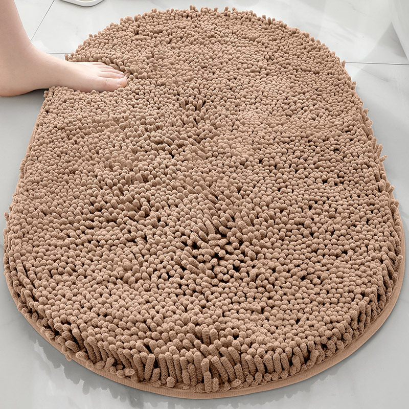 Alfombra absorbente de baño de chenilla ovalada Alfombra de pie de puerta de baño Alfombra antideslizante de entrada de baño Alfombra de dormitorio