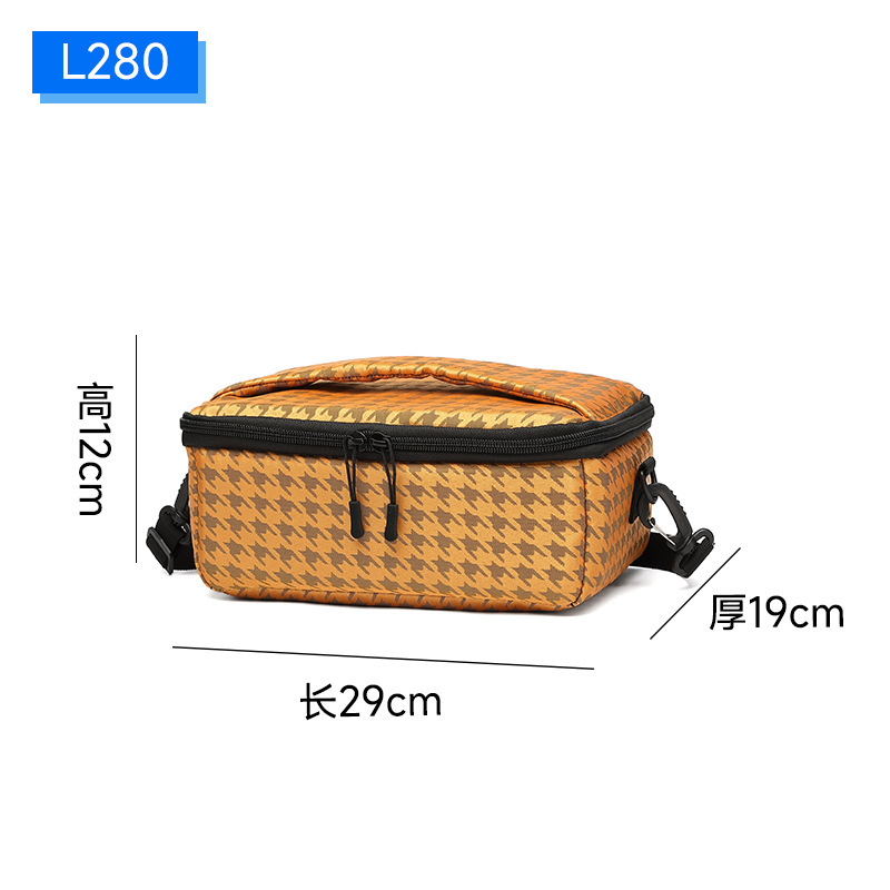 New Houndstooth Waterproof Portable Casual Micro-Slr Camera Bag Crossbody Inner Bag One Machine 1 Mirror 2 Mirror Photography Bag