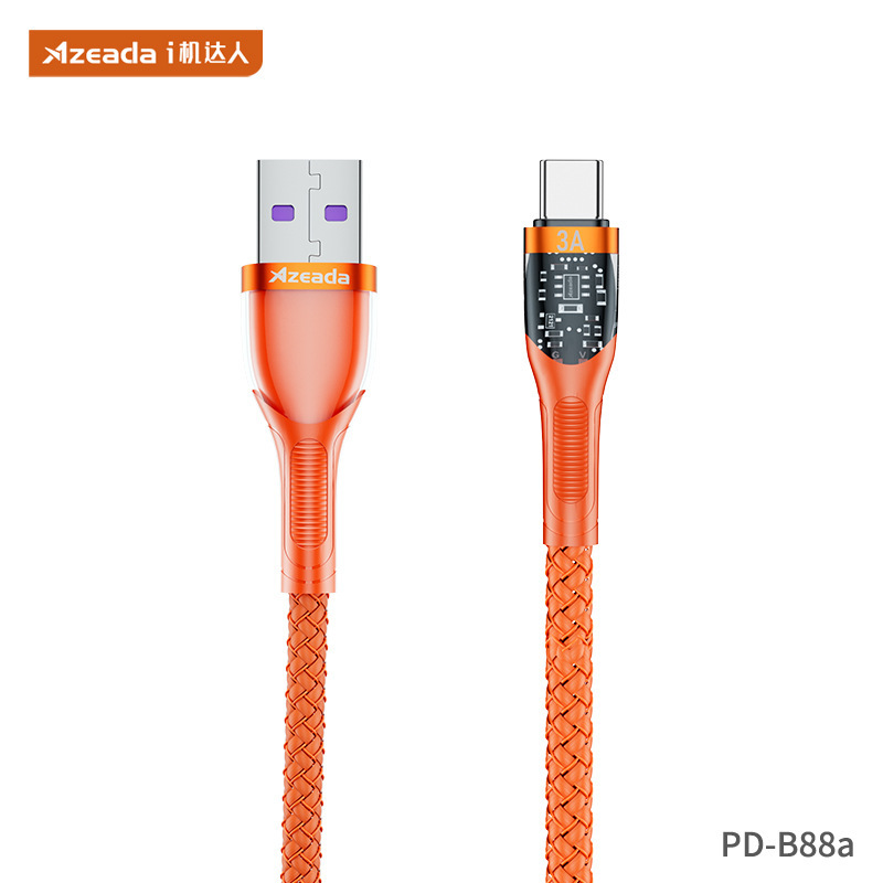 透明データケーブル65w急速充電データケーブルA-C-C-L/A-Cインターフェイス透明機械フラッシュ充電携帯電話充電ケーブル|undefined