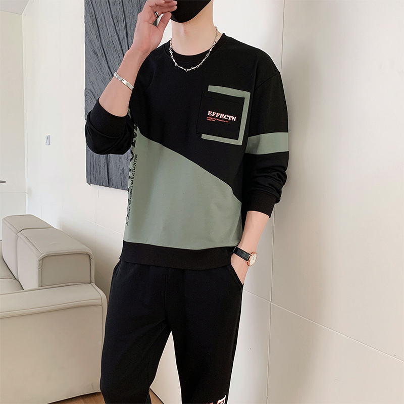 Men's Casual Sports suit Spring and Autumn New Two-Piece Men's Fashion Brand Sweater Men's Trousers Collocation Handsome Set