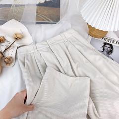 阔腿裤女2025秋厚款灯芯条绒显瘦拖地裤垂感加绒高腰休闲直筒裤