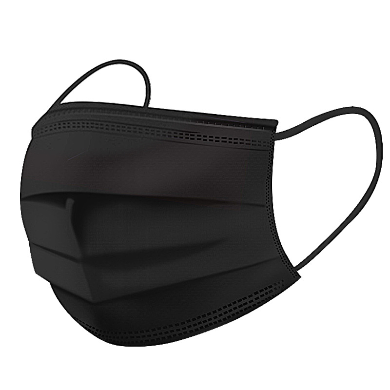 Máscara civil desechable de moda negra, tela fundida protectora de tres capas