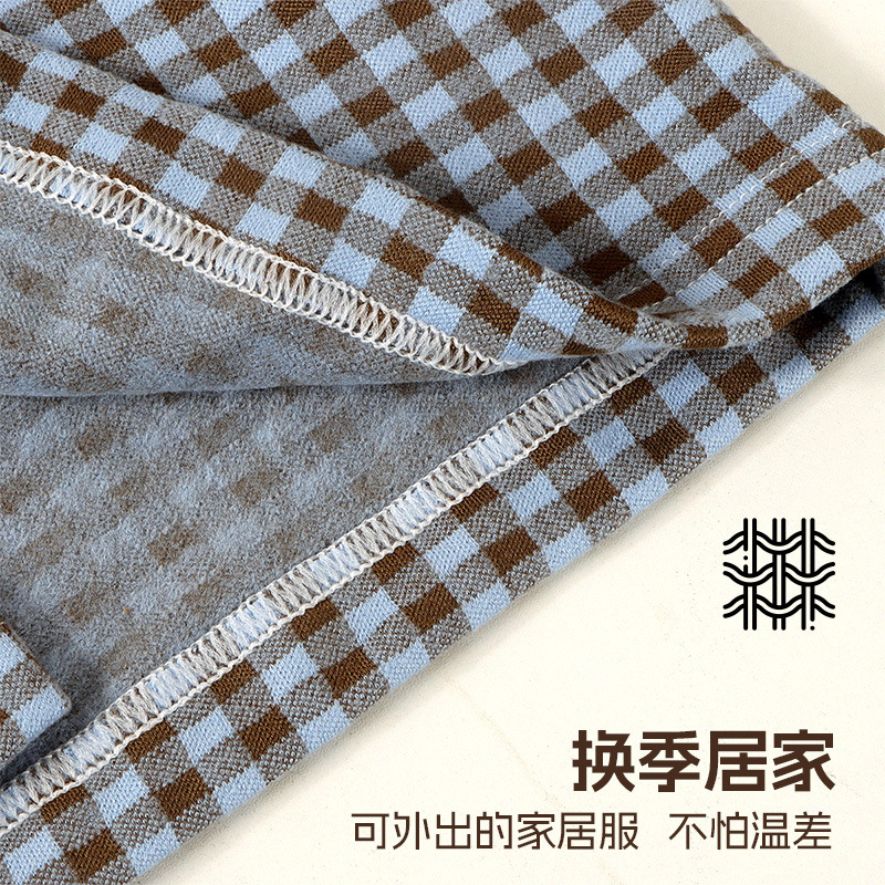 儿童家居服秋冬新款男女童翻领睡衣布莱格开衫套装|undefined