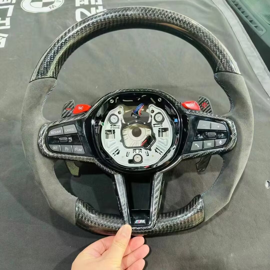 Applicable to BMW G20 G22 G80 G87 M2 M3 M4 old modified new CS real carbon fiber steering wheel assembly