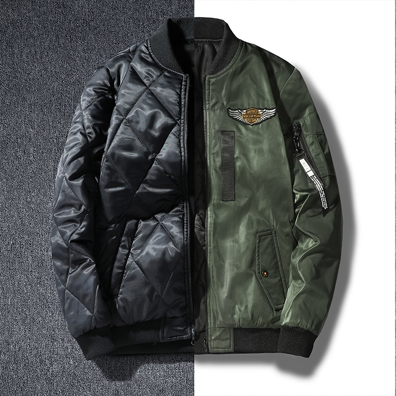 Cross-border autumn and winter double-sided pilot Air Force MA-1 jacket men's plus size baseball uniform youth jacket trendy men's clothing