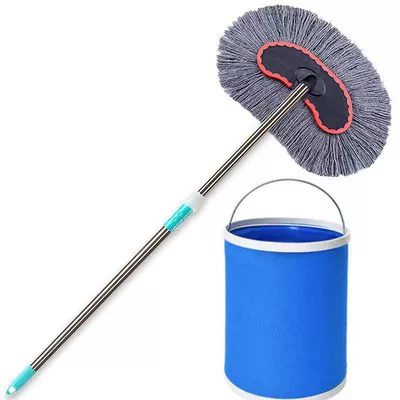 Telescopic car wash mop soft Car cleaning tools - cotton-thread-car-wash-brush-bucket