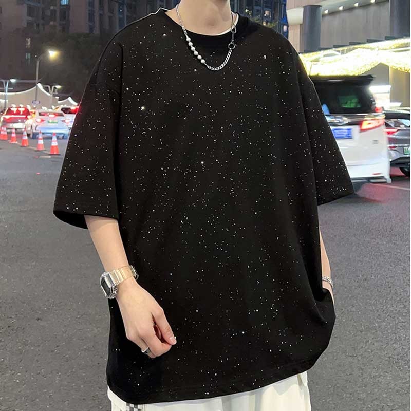 满天星短袖T恤男士重磅2024夏季新款潮牌星空小众设计感美式半袖