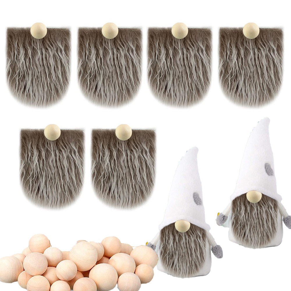 Frost brown (curly hair) (6 pieces of frost brown beard + 6 round wooden balls)