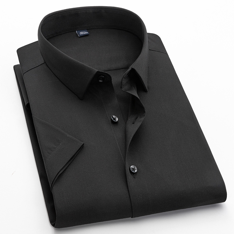 LOGO personalizado camisa de fibra de bambú hombre mangas cortas elásticas sin hierro herramientas anti-arrugas camisa de bambú de negocios caballero
