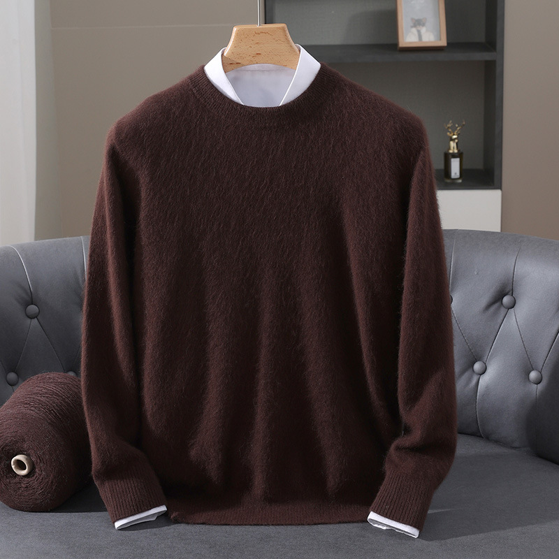 Men's Mink Sweater, Light Luxury Age-Reducing Sweater, Round Neck Versatile Sweater, Youth Versatile Business Casual Mink Hair