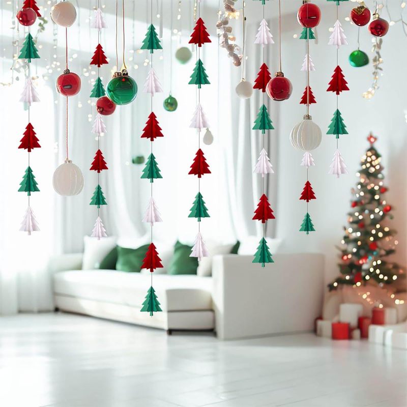 3d立体ミニ3層の小さなクリスマスツリーの紙は花を引っ張って旗を掲げます。|undefined