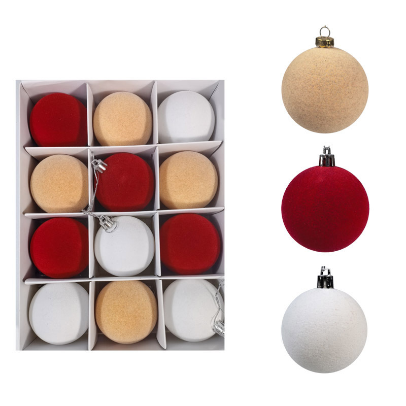 Transfronterizo color flocado bola de Navidad set decoración árbol de Navidad accesorios de bola colgante