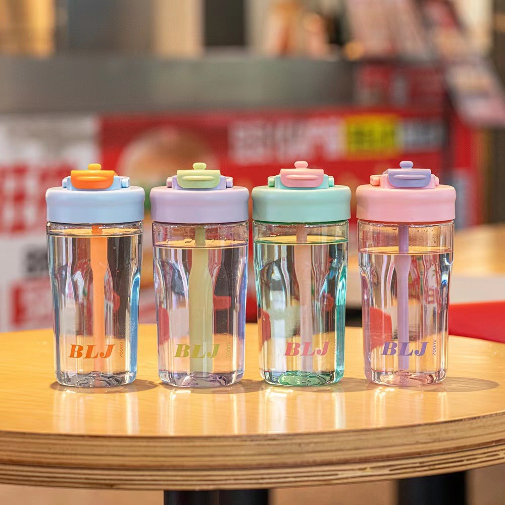 Tecnología shanghe chica linda flor taza de té taza de plástico estudiante deportes agua taza Internet celebridad portátil práctico taza