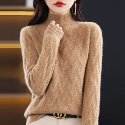 2022 Autumn and winter Cross border Ladies Sweater Korean Edition Half a Cardigan Solid Base coat thickening sweater